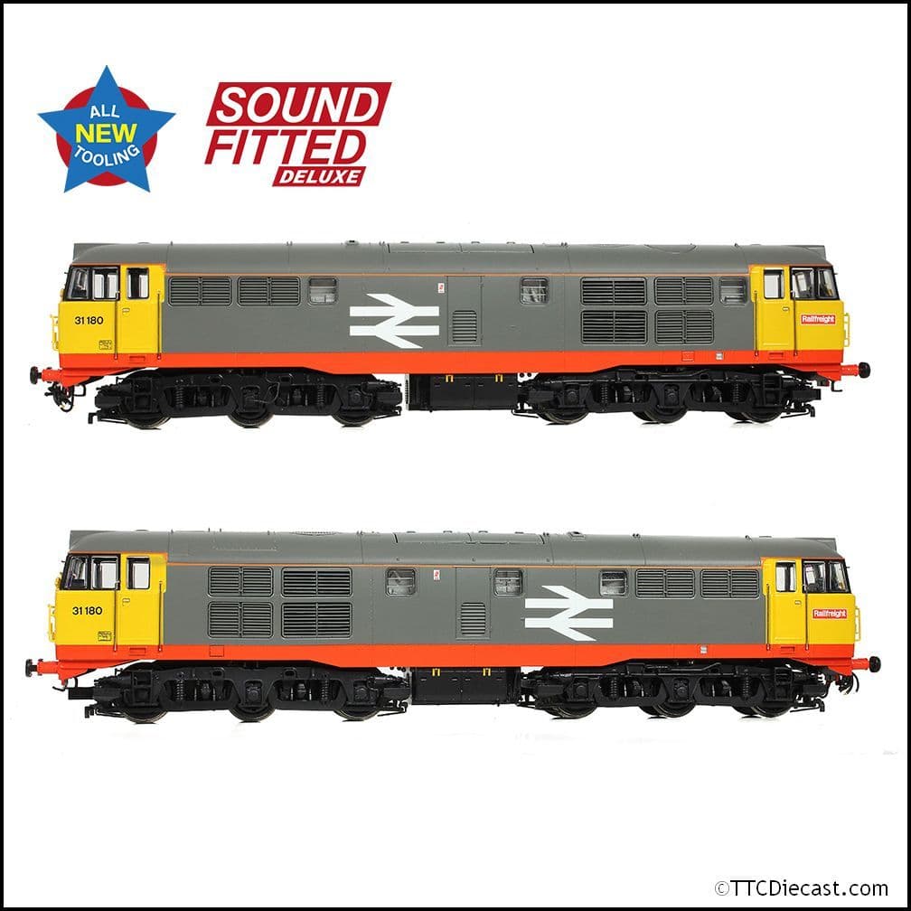 Bachmann 35-821SFX Class 31/1 Refurb'31180 BR Railfreight (Red Stripe), OO Gauge