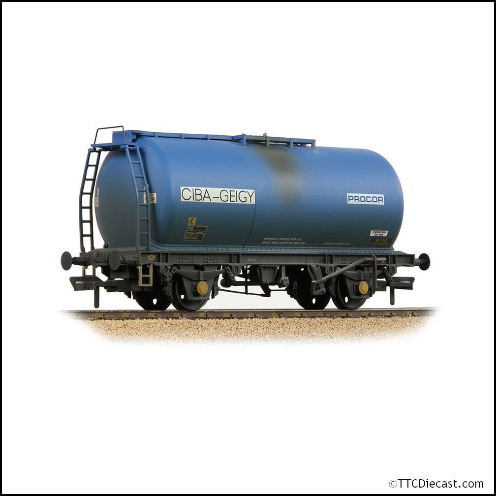 Bachmann 37-584B BR 45T TTA Tank Wagon 'Ciba-Geigy' Blue - Weathered, OO Gauge
