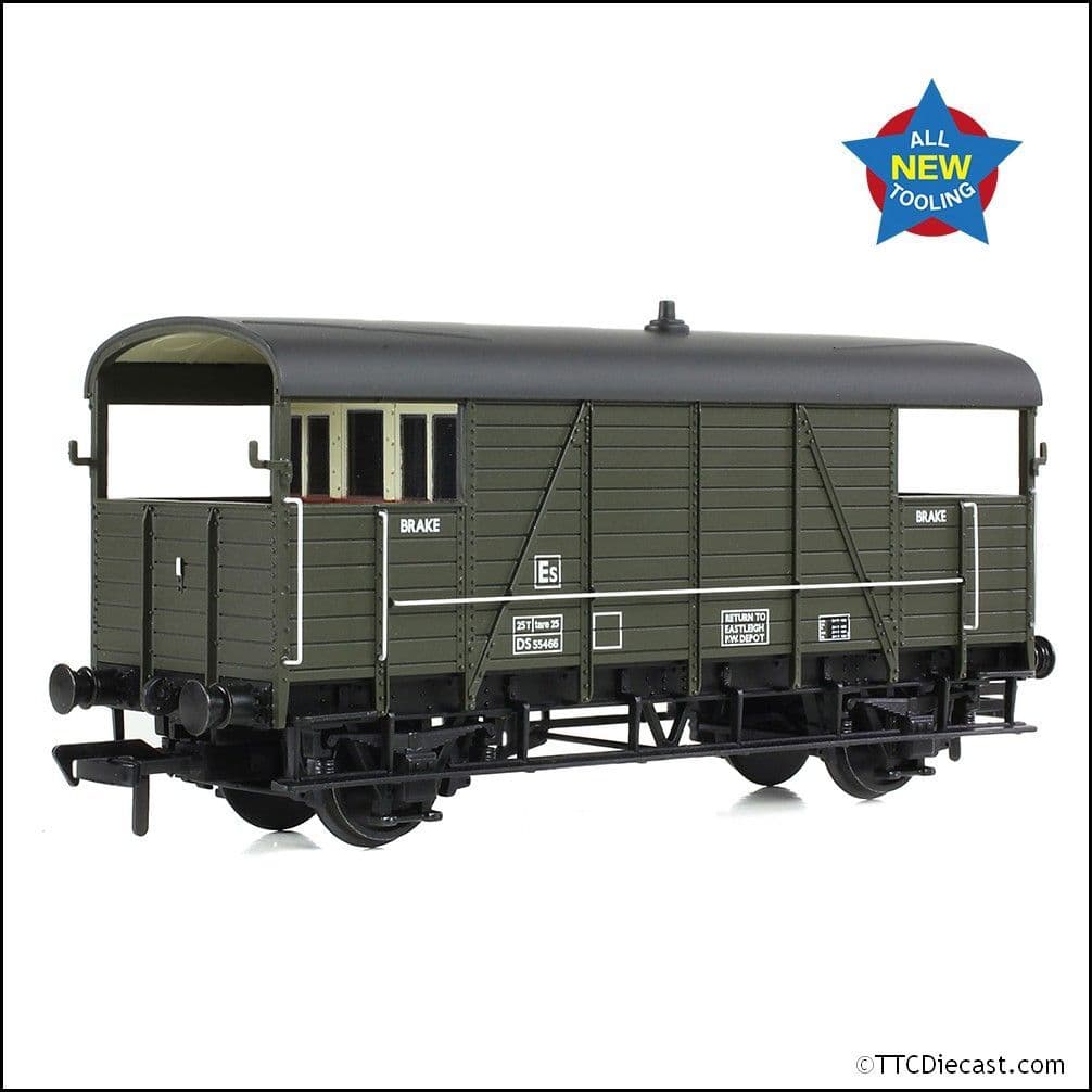 Bachmann 38-918 SE&CR 25T 'Dance Hall' Brake Van BR Departmental Olive Green OO Gauge *LAST FEW*