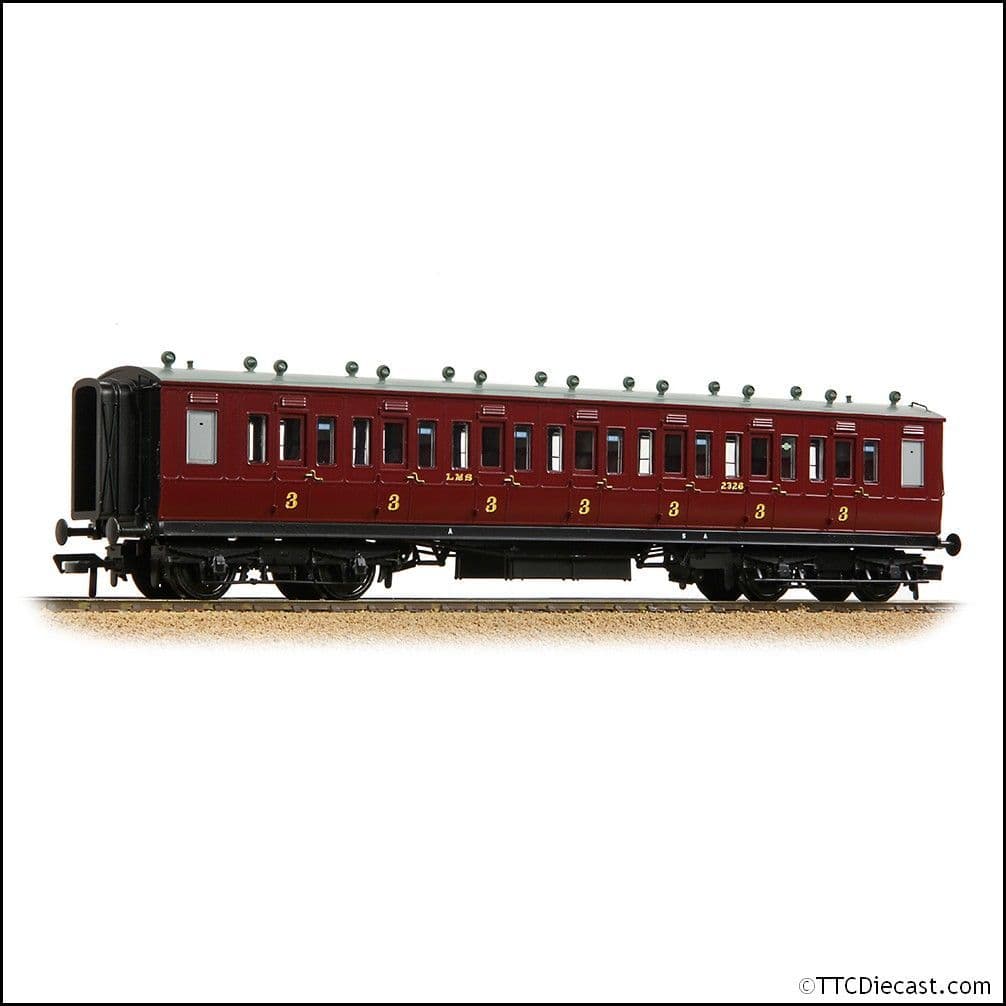 Bachmann 39-873 LNWR 50ft Arc Roof Third Corridor LMS Crimson Lake, OO Gauge
