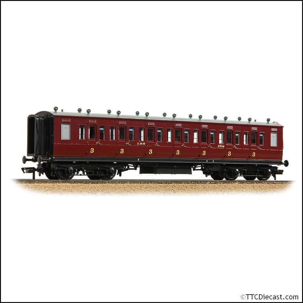 Bachmann 39-873A LNWR 50ft Arc Roof Third Corridor LMS Crimson Lake, OO Gauge