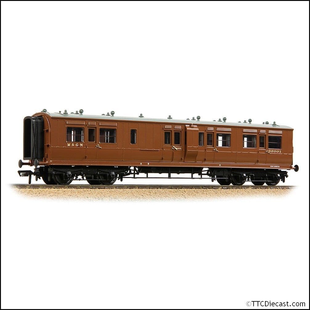 Bachmann 39-881 LNWR 50ft Arc Roof Brake Third Corridor M&GN Brown, OO Gauge