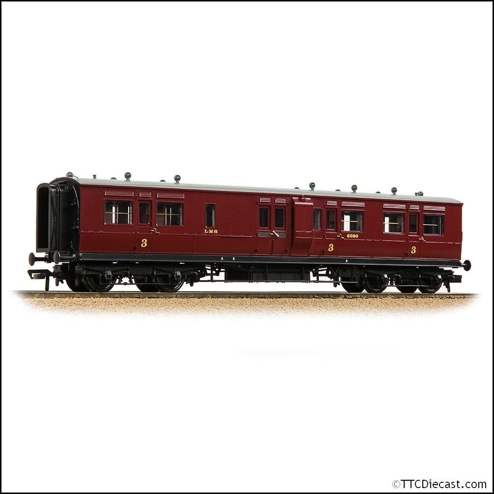 Bachmann 39-883 LNWR 50ft Arc Roof Brake Third Corridor LMS Crimson Lake - OO