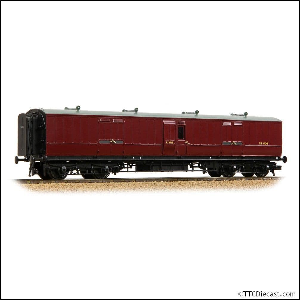 Bachmann 39-893 LNWR 50ft Arc Roof Full Brake LMS Crimson Lake, OO Gauge