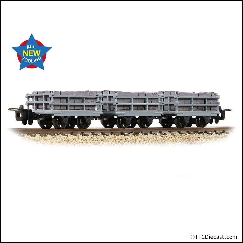 Bachmann 393-227 Dinorwic Slate Wagons with sides 3-Pack Grey [WL] - OO-9 Gauge