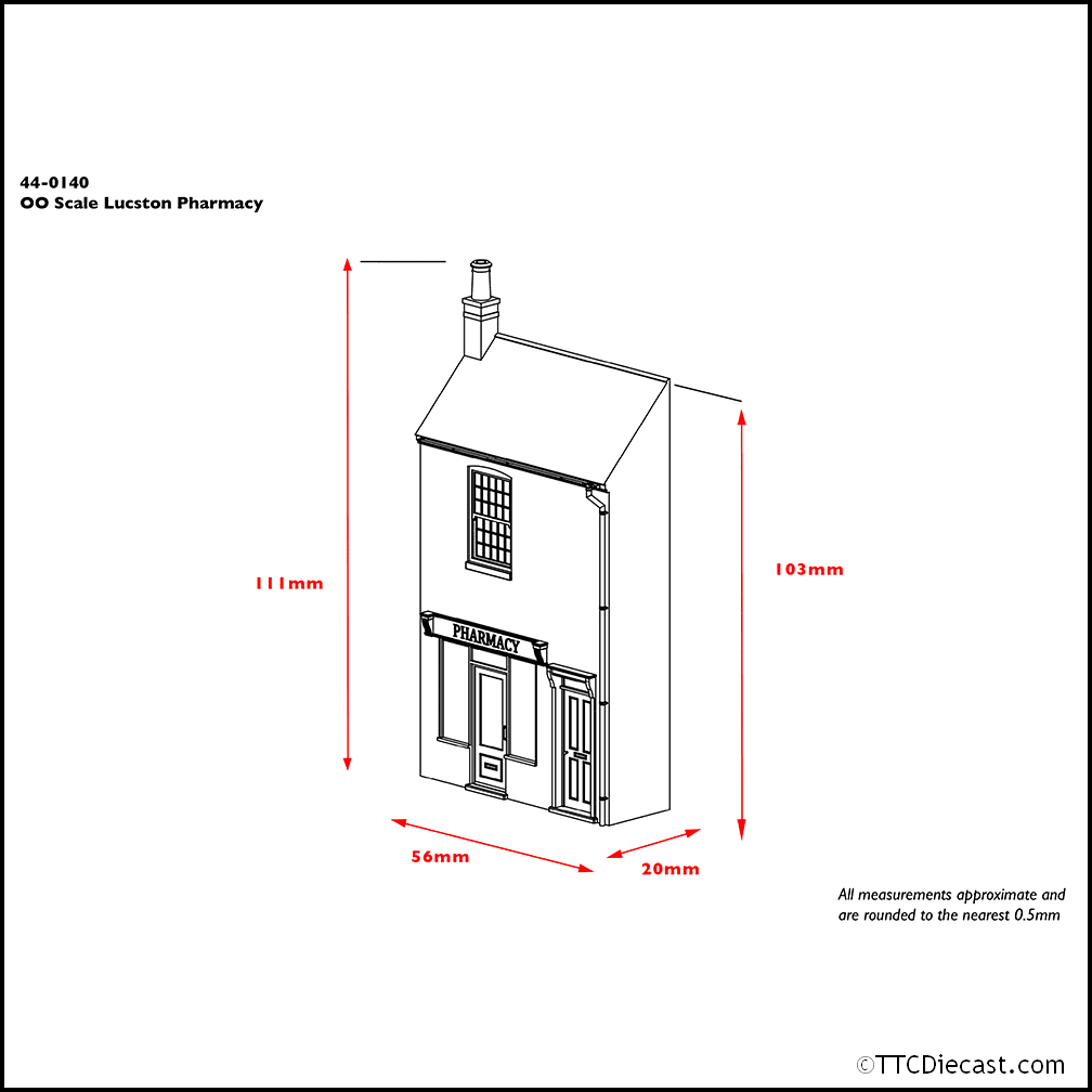 Scenecraft 44-0140 Low Relief Lucston Pharmancy, OO Gauge