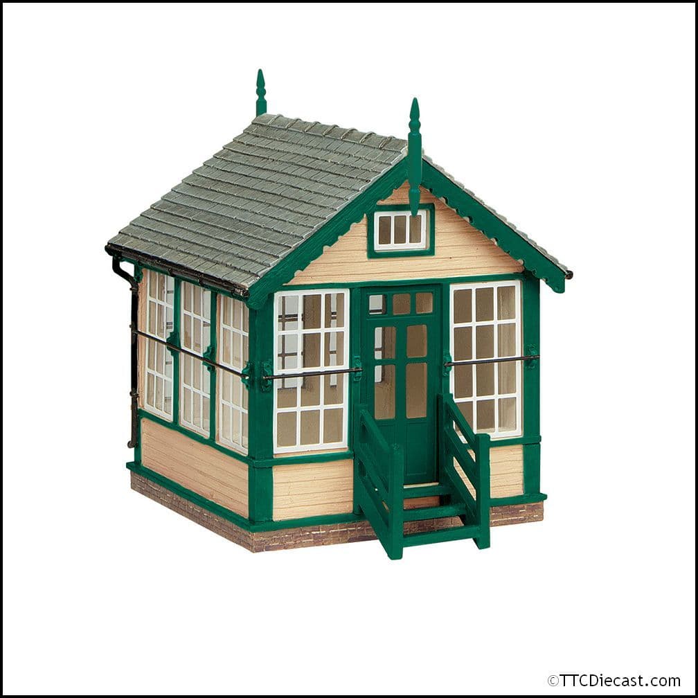 Scenecraft 44-0184G Platform Mounted Signal Box Green, OO Gauge