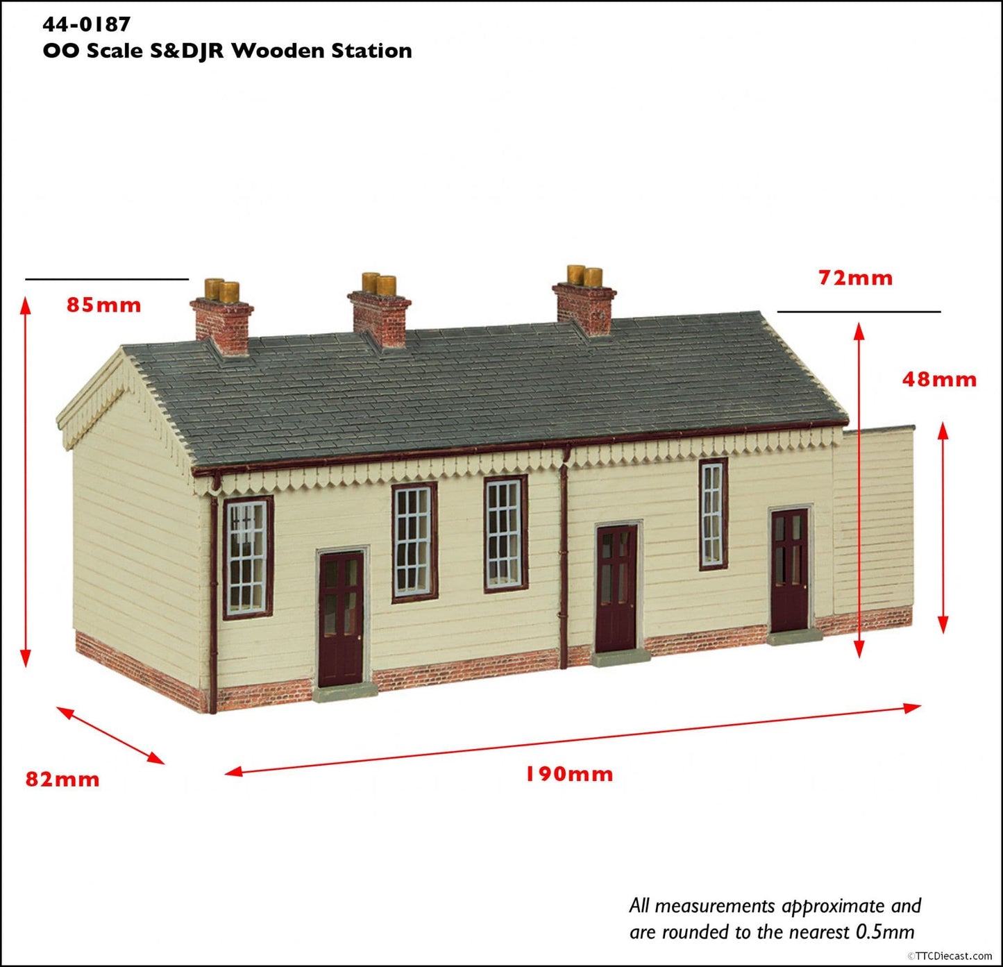 Scenecraft 44-0187B S&DJR Wooden Station Building Chocolate and Cream, OO Gauge