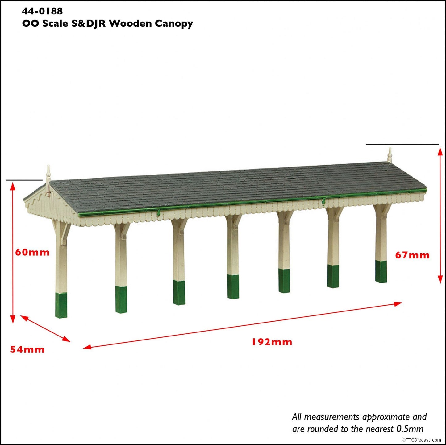 Scenecraft 44-0188B S&DJR Wooden Canopy Chocolate and Cream, OO Gauge