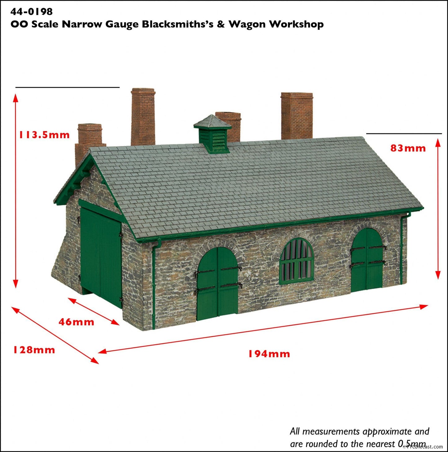 Scenecraft 44-0198R Narrow Gauge Blacksmith's and Wagon Workshop Red, OO Gauge