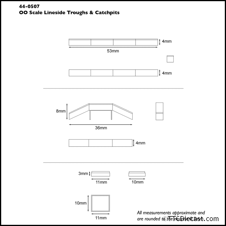 Scenecraft 44-0507 Lineside Troughs and Catchpits, OO Gauge