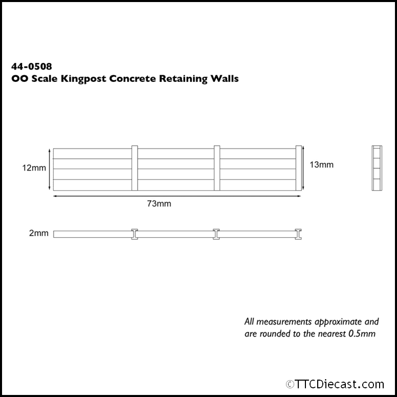 Scenecraft 44-0508 Kingpost Concrete Retaining Walls, OO Gauge