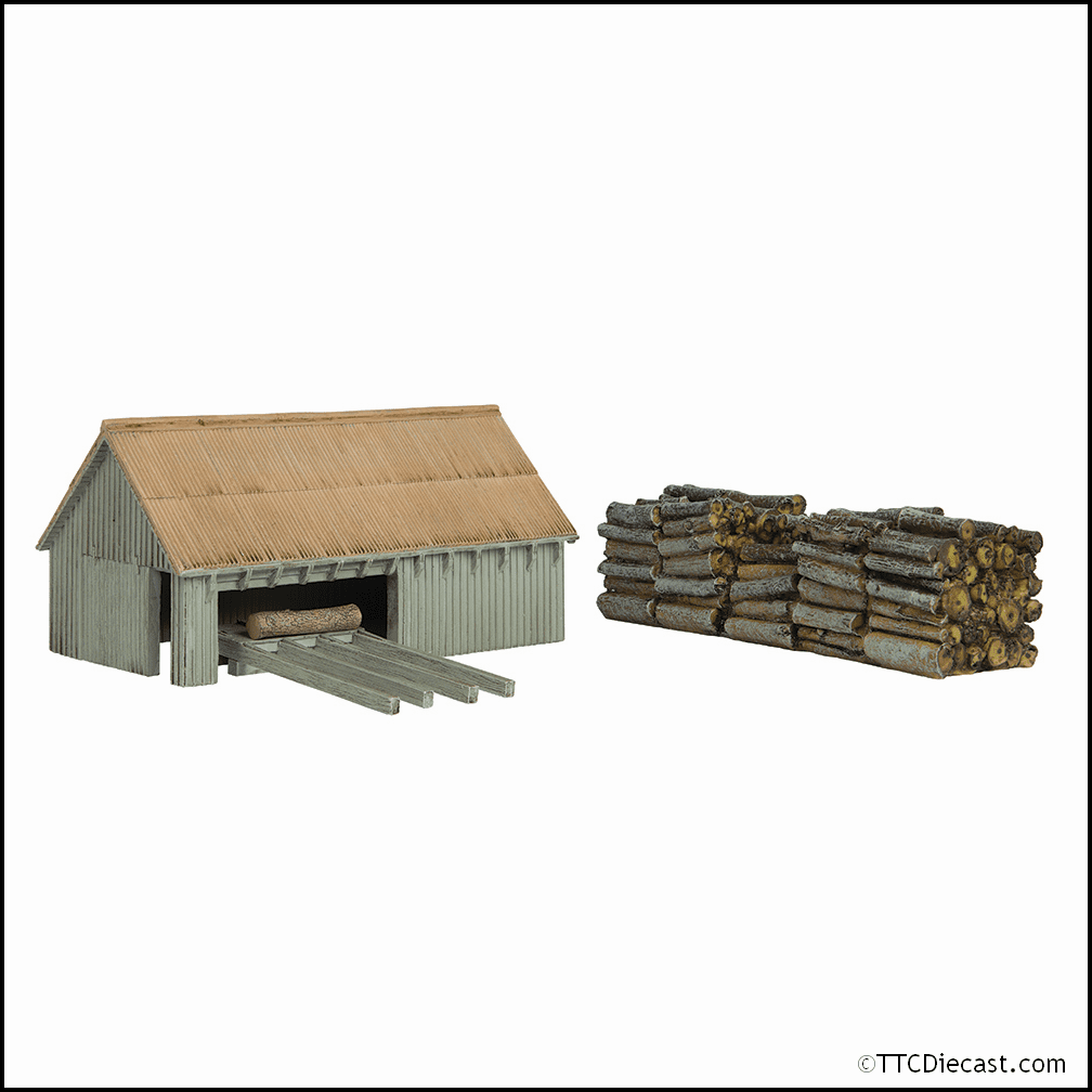 Scenecraft 44-1008 Sawmill and Woodpile Natural Wood OO Gauge