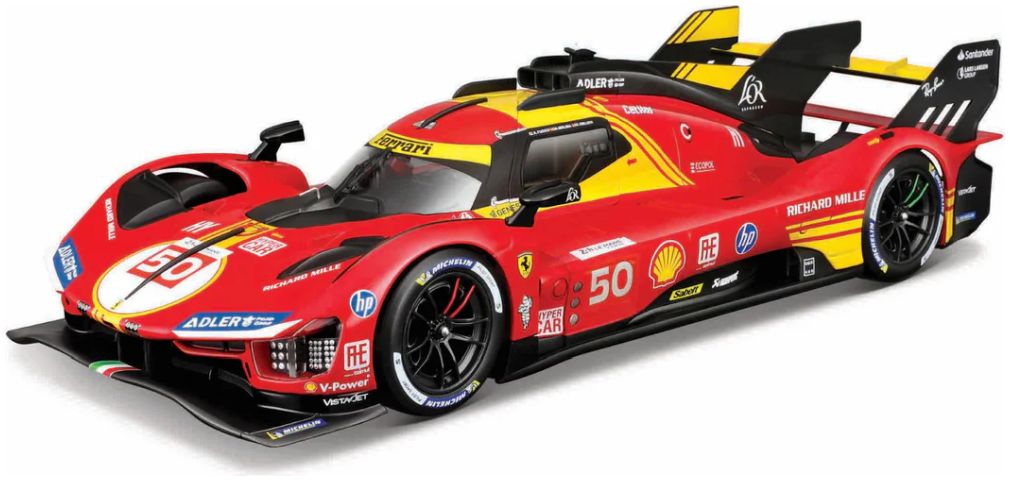 Burago 16303 Ferrari 499P Hypercar 24h Le Mans Champion 2024 #50, 1:18 Scale