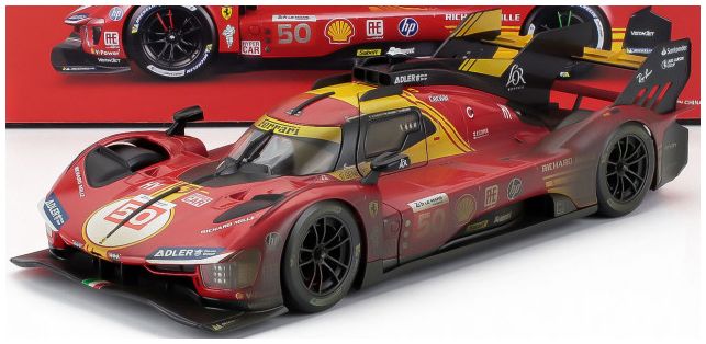Burago 16303D Ferrari 499P 3.0L Turbo V6 AF Corse #50 Winner 24h Le Mans (After Race Version), 1:18 Scale