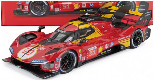 Burago 16305-51 Ferrari 499P 3.0L Turbo V6 AF Corse #51 3rd 24h Le Mans 2024 Pier Guidi/Calado/A. 1:18 Scale *PRE ORDER £92.64*