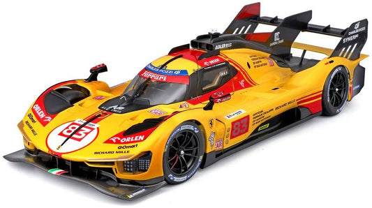 Burago 16313 Ferrari 499P 24h Le Mans Hypercar 2024 #83 Acrylic Case and Stand, 1:18 Scale