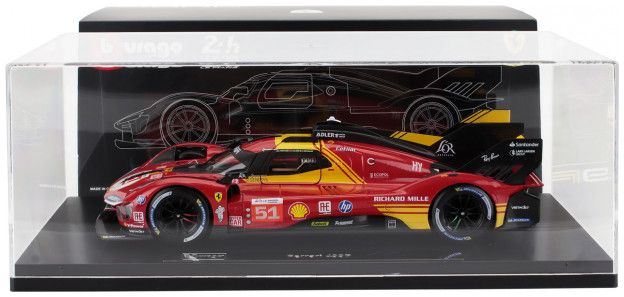 Burago 16314-51 Ferrari 499P 3.0L Turbo V6 AF Corse #51 3rd 24h Le Mans 2024 w/Case Pier Guidi 1:18 Scale *PRE ORDER £107.09*