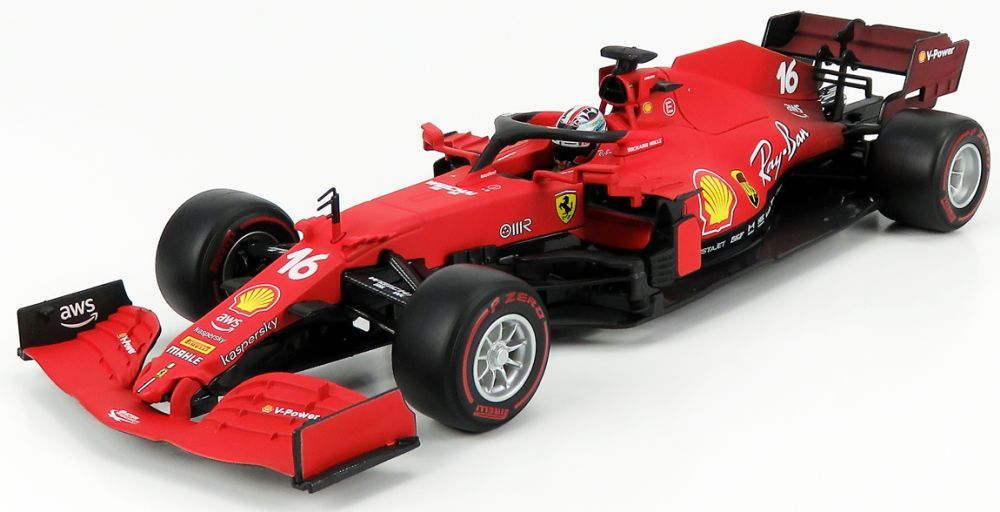 Burago 16809LC Ferrari F1 SF21 #16 Charles Le Clerc 2021 Season Car-Exclusive - Red wall Soft Tyres 1:18 Scale *PRE ORDER £70.54*