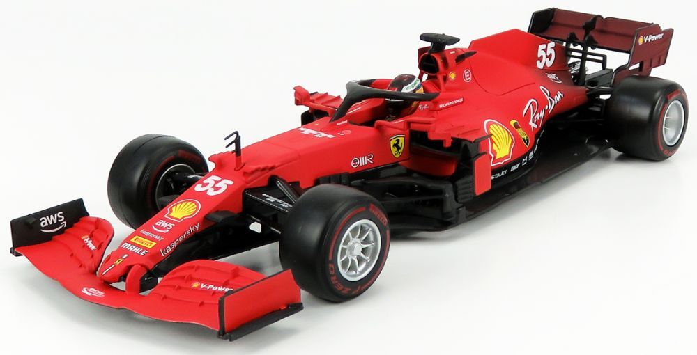 Burago 16809SA Ferrari F1 SF21 #55 Carlos Sainz 2021 Season Car - Exclusive - Red wall soft tyres, 1:18 Scale