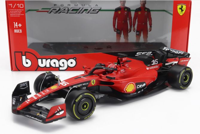 Burago 16812L Ferrari F1 #16 Charles Leclerc 2023 Season Car 1:18 Scale *PRE ORDER £76.49*