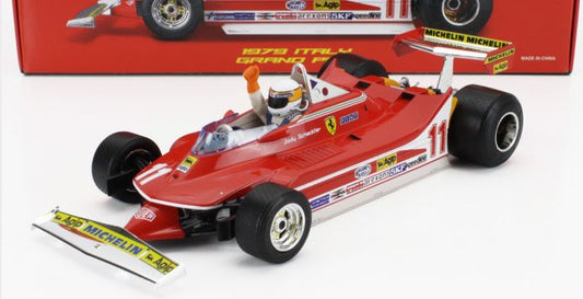 Burago 16814-180011 Ferrari F1 312T4 #11 Winner GP Monza Jody Scheckter w/Figure 1979 World Champion, 1:18 Scale