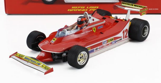 Burago 16814-180013 Ferrari F1 312T4 #12 Winner GTP(18-01546) USA East w/Figure and Wets 1979 G.Villeneuve 1:18 Scale *PRE ORDER £79.89*