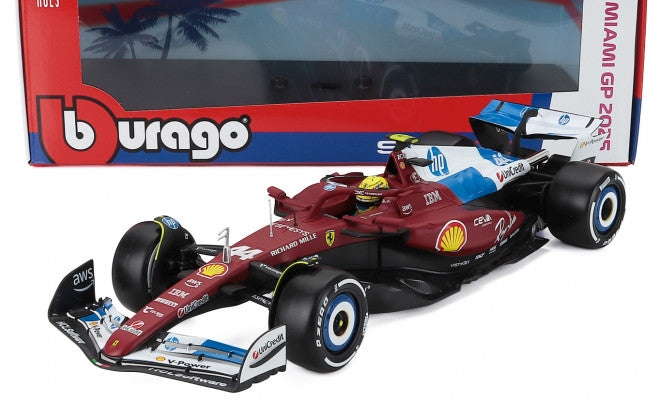 Burago 16816-44-MIAMI Ferrari F1 SF-25 Team Scuderia Ferrari #44 Miami GP 2025 Lewis Hamilton 1:18 Scale *PRE ORDER £92.64*