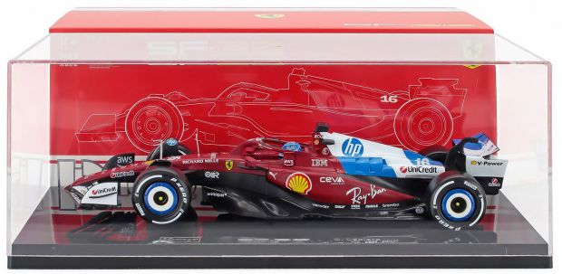 Burago 16822-16-MIAMI Ferrari F1 SF-25 Team Scuderia Ferrari #16 Miami GP 2025 Charles Leclerc w/Case 1:18 Scale *PRE ORDER £107.09*