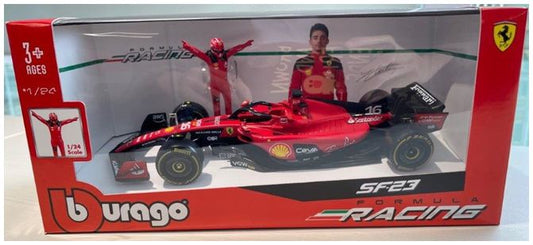 Burago 26809 Ferrari F1 SF-23 w/Driver Figure Leclerc F1 2023, 1:24 Scale