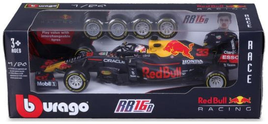 Burago 28015V Red Bull F1 Tyre Changing Racing Car (2021) #33 Verstappen Playset 1:24 Scale *PRE ORDER £18.99*