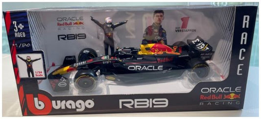 Burago 28036V Red Bull F1 Rb19 2023 Verstappen Champ Edition w/Figure Gold Helmet + Gold Boots 1:24 Scale *PRE ORDER £31.49*