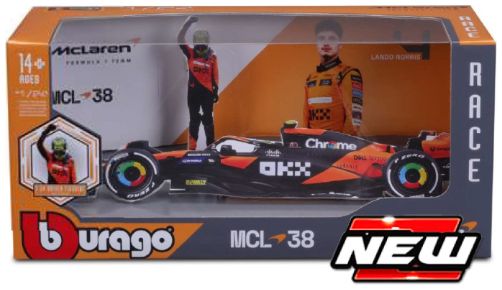 Burago 28040P McLaren F1 MCL38 F1 2024 Piastri w/Driver Figure 1:24 Scale *PRE ORDER £31.49*