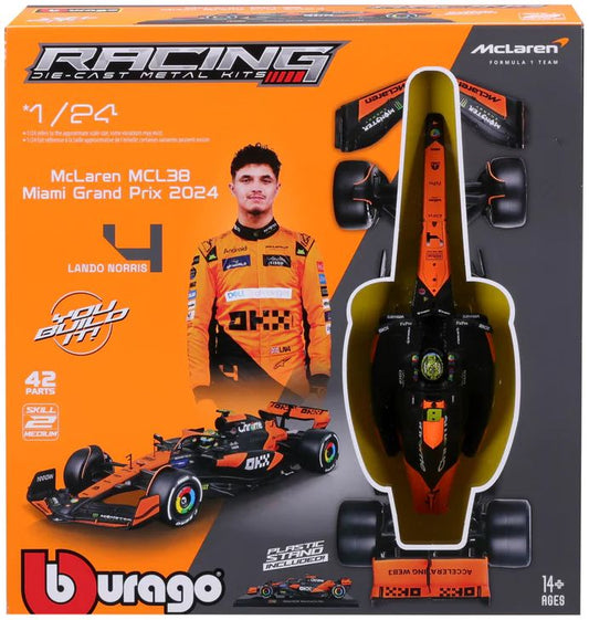 Burago 28504 McLaren F1 MCL38 F1 2024 Norris Kit, 1:24 Scale