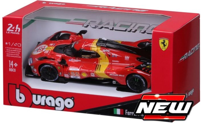 Burago 36322 Ferrari 499P #51 Calado/Giovinazzi/Pier Guidi Winner 24H Le Mans 2023 *Card Box*, 1:43 Scale