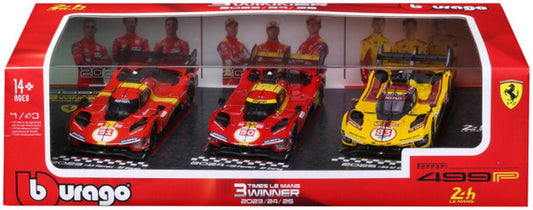 Burago 36324 Ferrari 499P Winner 24h Le Mans AF Corse Set #83 2025 / #50 2024 / #51 2023 1:43 Scale *PRE ORDER £45.04*