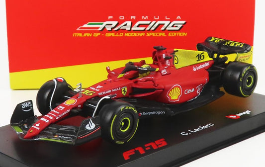 Burago 36831LE-MONZA Ferrari F1-75 Scuderia #16 2nd Monza GP Italy (Pole) 2022 Leclerc w/Helmet + Case 1:43 Scale *PRE ORDER £26.99*