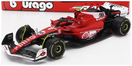 Burago 36836-S-VEGAS Ferrari F1 SF-23 #55 Las Vegas USA GP 2023 Carlos Sainz - Card Box, 1:43 Scale