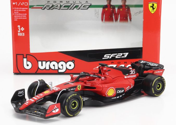 Burago 36836L Ferrari F1 #16 Charles Leclerc 2023 Season Car card box 1:43 Scale *PRE ORDER £9.99*
