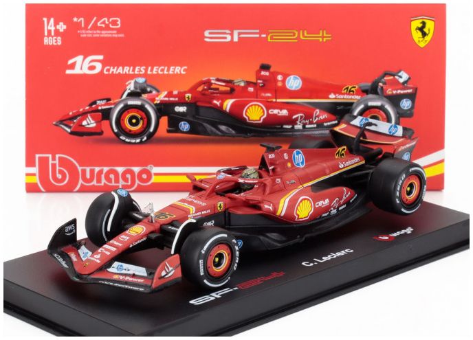 Burago 36843-L-MONZA Ferrari F1 SF-24 #16 Winner Monza (01928) Italian GP24 Charles Leclerc w/Showcase 1:43 Scale *PRE ORDER £25.19*