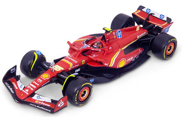 Burago 36843S Ferrari F1 SF-24 F1 2024 Sainz w/Helmet Showcase, 1:43 Scale