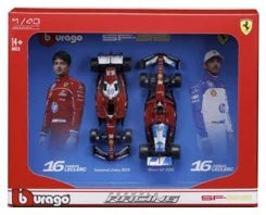 Burago 36856L Ferrari F1 SF-25 2025 Leclerc Driver Two Pack, 1:43 Scale