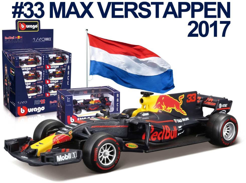 Burago 38027VP Renault Rb13 F1 Red Bull Racing #33 Max Ve Max Verstappen 2017 - Blue/Red/Yellow 1:43 Scale *PRE ORDER £10.99*