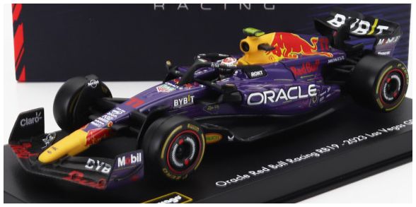 Burago 38083-P-VEGAS Red Bull F1 RB19 Team Oracle #11 3rd Las Vegas 2023 Sergio Perez w/Driver and Case, 1:43 Scale