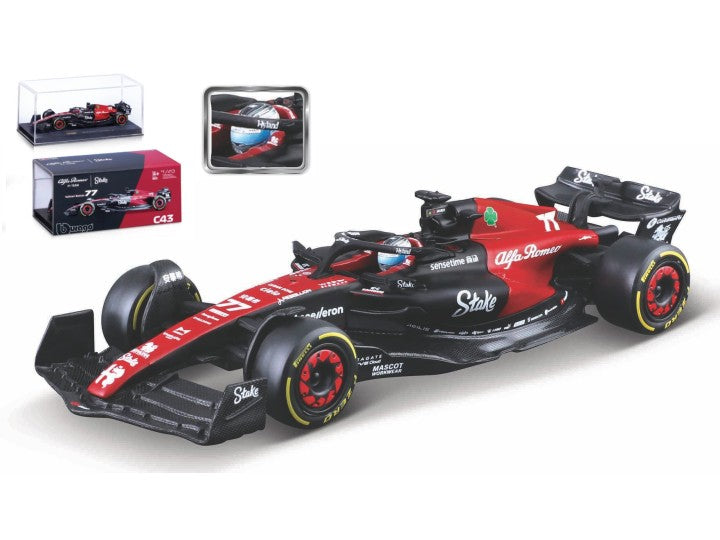 Burago 38086B Alfa Romeo F1 Team Orlen C43 #77 Vatteri Bottas - W/Case + Figure, 1:43 Scale