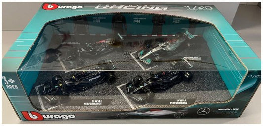 Burago 38093 Mercedes F1 British GP Hamilton 4pc Set 1:43 Scale *PRE ORDER £35.99*
