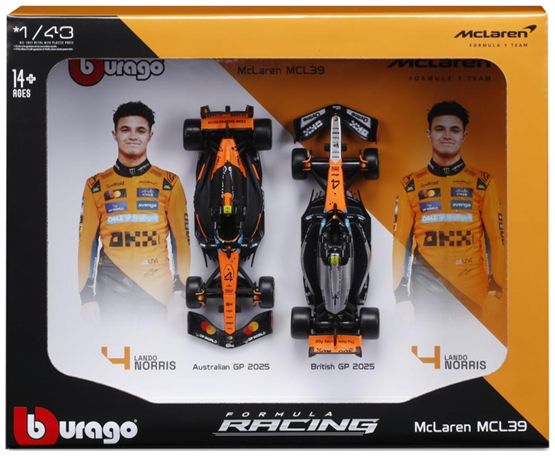 Burago 38109N McLaren F1 MCL39 2025 Norris Driver Two Pack 1:24 Scale *PRE ORDER £18.99*