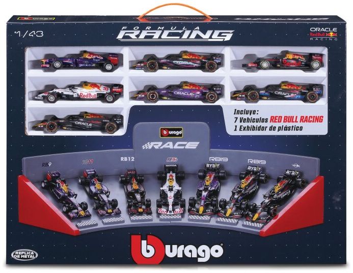 Burago 38168 Red Bull F1 2013 - 2024 7 Car Set, 1:43 Scale
