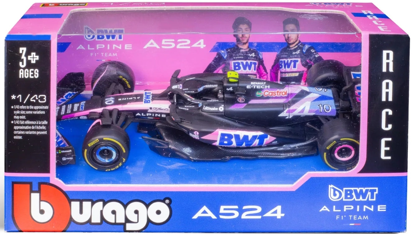 Burago 38175G Alpine F1 A524 2024 Gasly Card Box, 1:43 Scale