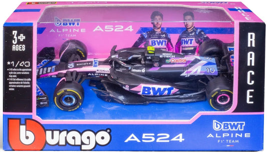 Burago 38175G Alpine F1 A524 2024 Gasly Card Box, 1:43 Scale